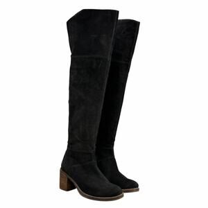 Lucky Brand Ramsden Tall OTK Boots Womens SZ 6.5 Black Suede Knee Chic Sexy Bold
